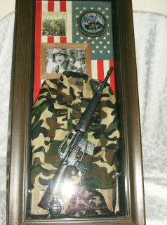 US Army Military Large Shadow Box Memorabilia Display Case