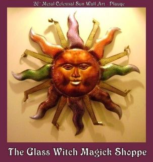 Large Metal Celestial Sun Wall Art Plaque Wiccan Witch Magick Home