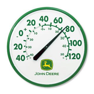 JOHN DEERE LARGE EASY TO READ SHOP OUTDOOR THERMOMETER NEW WHITE AND