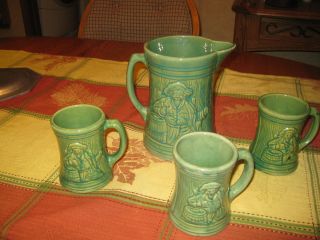 Vintage McCoy Pitcher and Mugs EX Cond