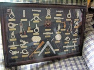 Large Nautical Shadow Box Picture Sailing Knots 24 x 16 inches