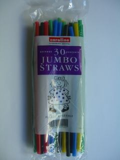 30 Jumbo Plastic Drinking Straws Multi Coloured