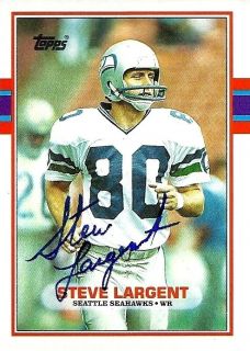 Steve Largent Signed 1989 Topps Card 183 Signature on Card Seahawks