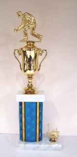 Lawn Bowling Bocce Ball Trophy Free Engraving 16 inches Tall