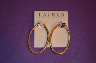 Lauren by Ralph Lauren Gold Tone Oval Hoop Earrings