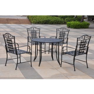 Piece Iron Outdoor Backyard Dining Patio Furniture Set Table & Chairs