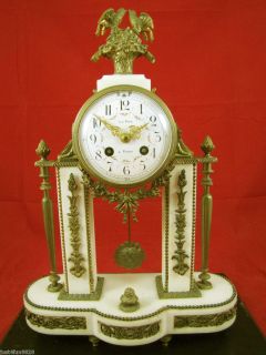 French Marble and Bronze Brass Le Roy A Paris Empire Antique Clock