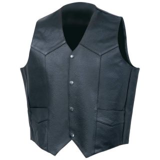 Solid Genuine Cowhide Leather Vest Motorcycle Vests Black New