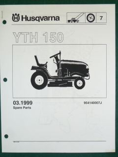 Husqvarna Yth 150 Lawn Garden Tractor Mower Parts List Service Manual