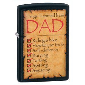 Zippo Things I Learned from Dad Black Matte Lighter Low SHIP 28372