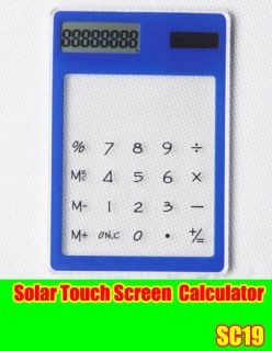Solar Power Touch Screen Slim Keypad LED Calculator Blue