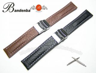18mm 20mm 22mm Deployant Clasp Leather Watch Band Strap