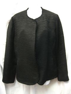 Eileen Fisher Glittery Open Front Blazer Jacket Sz LG Silk Lined