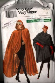Sewing Pattern Vogue 7110 Hooded Cape 2 Styles Uncut