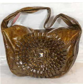 Nicole Lee Huge Brown Bowtie Floral Design Handbag Tote
