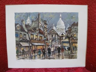 Vintage Print Maurice Legendre Paris Place in Tertre France 3 14x17 5