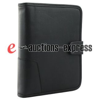 Deluxe 3 Ring Binder Organizer in Black PVC Leather