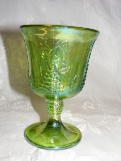 Vintage Carnival Glass Harvest Lime Green Goblet
