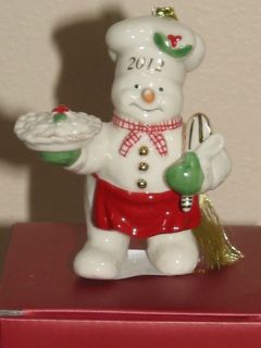 New Lenox Snowy Baker 2012 Snowman Ornament 825286A Cooking Ornament