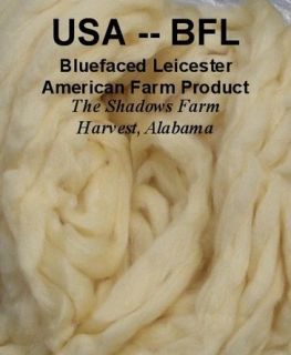 USA BFL Blue Face Leicester White Wool Roving Top Spinning Wheel Fiber