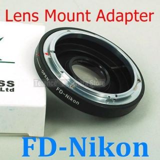 Canon FD Lens to Nikon Body Mount Adapter Ring Glass