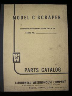 Letourneau Westinghouse Model C Scraper Parts Catalog