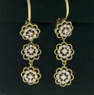 Leslie Greene Diamond Flower 18K Gold Earrings 60 Off