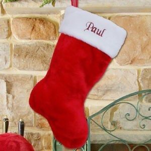 Personalized Embroidered Christmas Holiday Red Plush Stocking