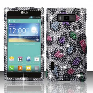 LG Splendor US730 Crystal Diamond Bling Hard Case Phone Cover Rainbow