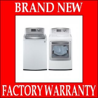 LG White Top Load Washer WT5070CW Steam Dryer DLEX5170W Waveforce