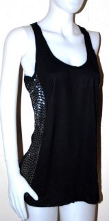 New $199 Leola Couture Beaded Tank Top Shirt Black Casual Medium