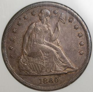 1860 O Seated Liberty Silver Dollar Coin NGC AU 58