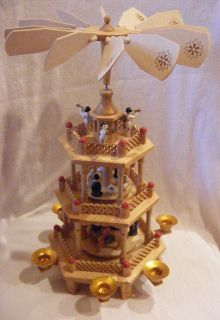 Vtg 3 Tier Lillian Vernon 8996 Christmas Wooden Carousel Candle Holder