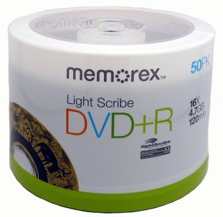 50 Memorex Lightscribe DVD R 16x 4 7GB Gold Color New