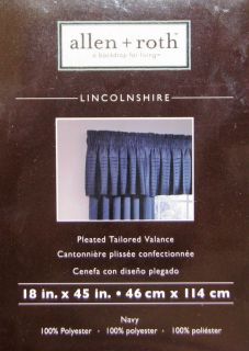 Allen Roth Lincolnshire Pleated Tailored Valance Navy 18x45 Lowes