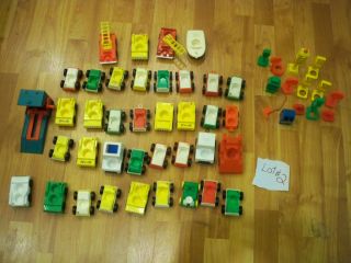 Huge Lot 50 Vintage Fisher Price Little People Cars Vehicles Signs