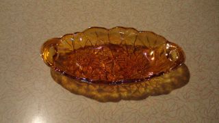  Iridescent Amber Relish Tray Dish Carnival Indiana Glass Lily Pons