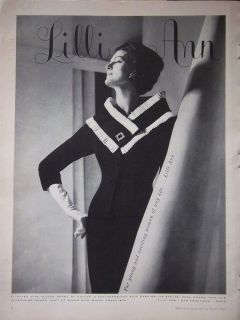 1961 Vintage Lilli Ann Womens Dress Fluted Shawl of Collar Fashion