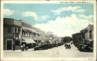 Lincolnton Main Street Scene Vintage Cars Old Postcard