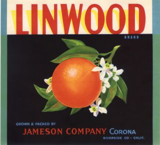 Crate Label Corona Riverside Linwood Jameson Orange