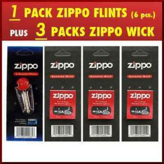 Zippo Flints Wicks 6 Zippo Flints 1 Pack w 3 Packs Zippo Wick
