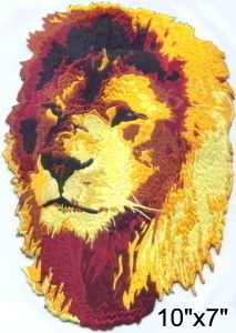 Large Lion Head Motorcycle Biker Embroidered Patch 10X7