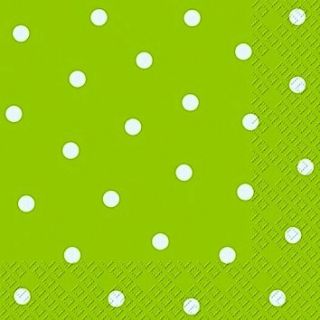 Stewo 3 Ply Paper Napkins Lime Green with White Spot Design Dolly Pack