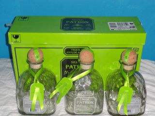 Patron Silver Tequila Bottle w Original Box 1 75 L Size Empty