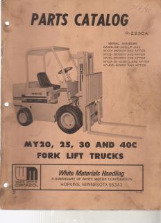 White Motor Company Forklift Parts Manual My 20 25 30 40C