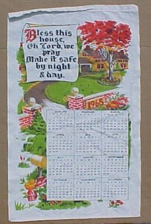 Linen 1968 Calender Kitchen Towel Bless This House