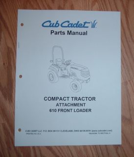 Cub Cadet 6000 7000 Series 610 Front Loader Parts Manual