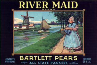 River Maid Vintage Pear Crate Label Lodi CA