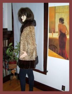 Mint Leopard Print Geoffrey Cat Lippi Fur Coat Mink