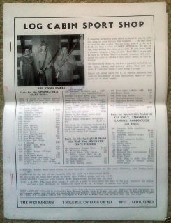 Log Cabin Sports Shop Lodi Ohio Catalog of Gun Parts Circa 1959